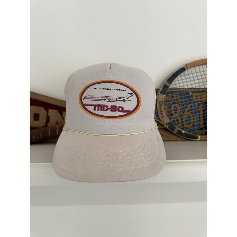 Vintage Foam Trucker Hat McDonnel Douglas MD-80 Airplane Hat